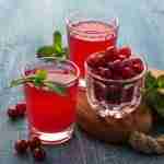Glasses of fresh cranberry drink